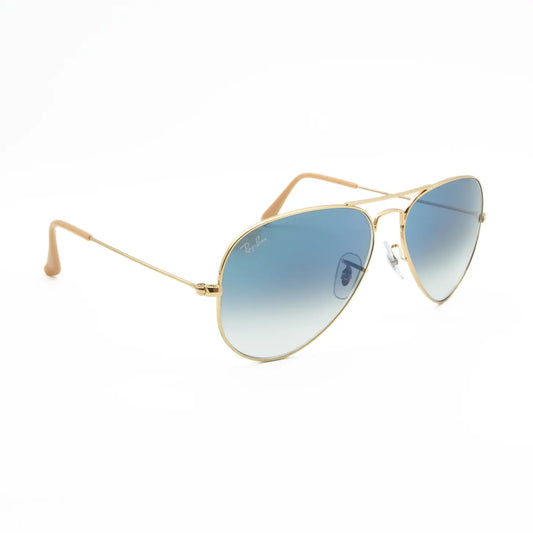 Ray-Ban Aviator large metal sunglasses RB3025 001/3F Gold/Light blue