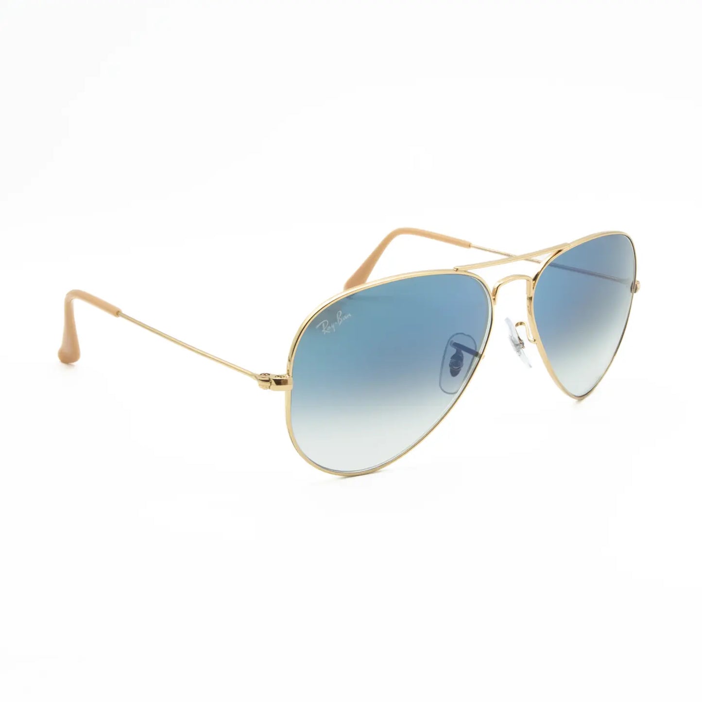 Ray-Ban Aviator large metal sunglasses RB3025 001/3F Gold/Light blue